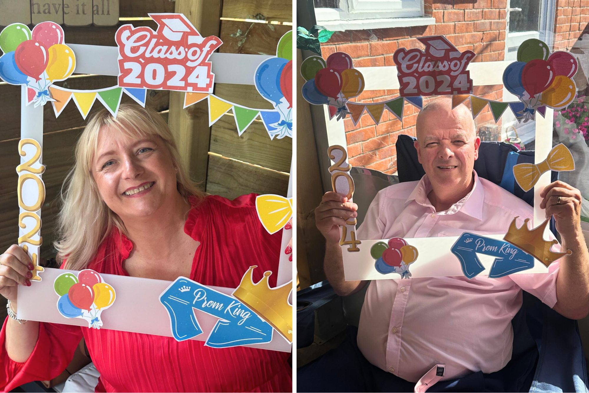 Two foster carers celebrating their foster son's prom