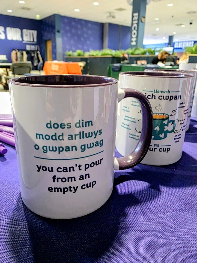 Mug saying: You can't pour from an empty cup